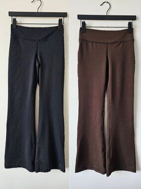 ZONE Black & Brown Mini Flare Leg Athletic Yoga Pants Small, Set of 2